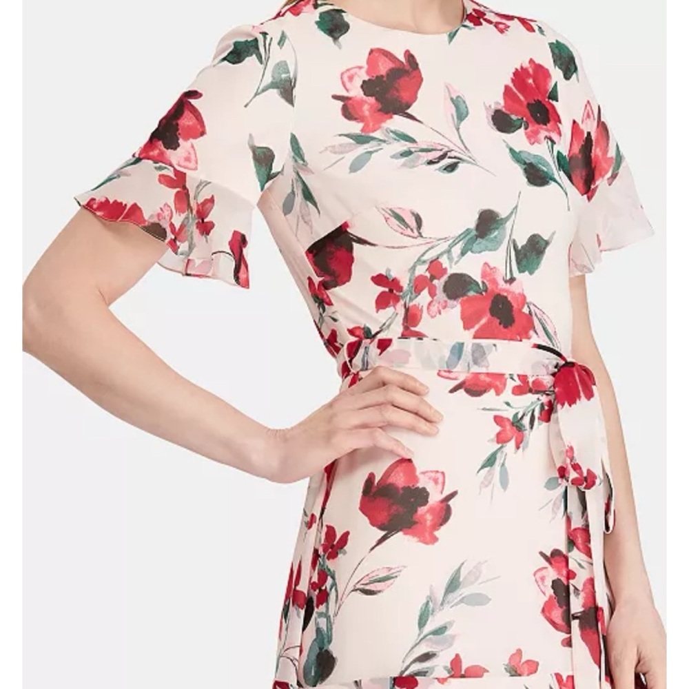 NWT Lauren Ralph Lauren Floral Print Georgette Dress Pink Rose SZ 12 - Picture 2 of 16